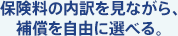 保険料の内訳を見ながら、補償を自由に選べる。