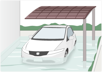 台風で川が増水し 車庫に止めていた車が水没してしまった